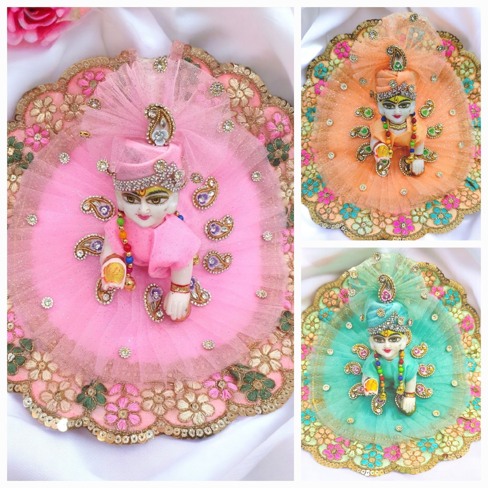 Designer Dress in Pastel colors For Laddu Gopal Ji With Pagdi and Patka ...