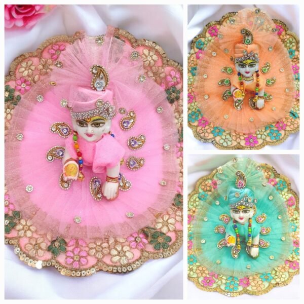 Designer Dress in Pastel colors For Laddu Gopal Ji With Pagdi and Patka