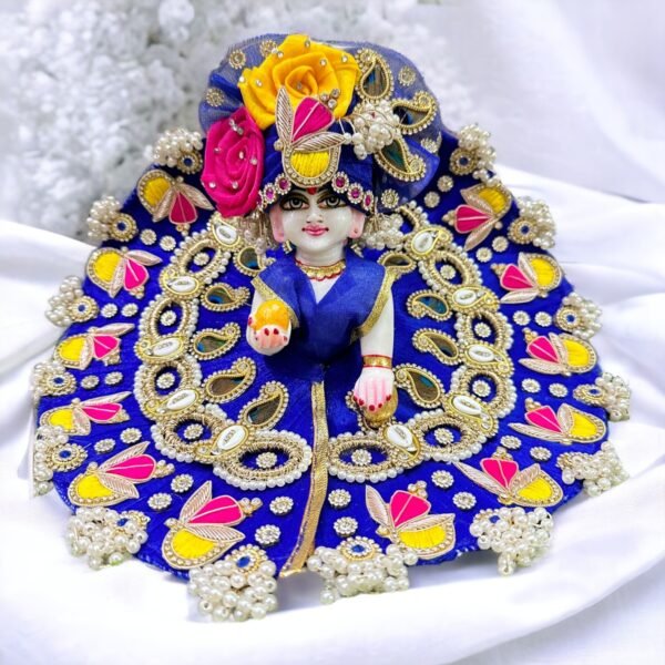 Heavy Zari Dress For Laddu Gopal Ji With Pagdi - Image 3