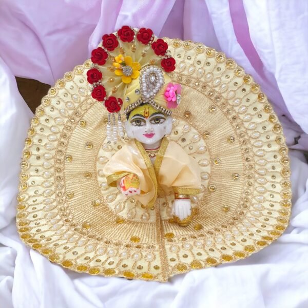 Laddu Gopal Beautiful Embroidery and Stone Work Dress with Pagdi - Image 2