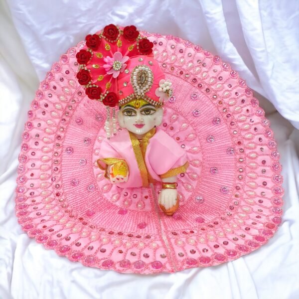 Laddu Gopal Beautiful Embroidery and Stone Work Dress with Pagdi - Image 3