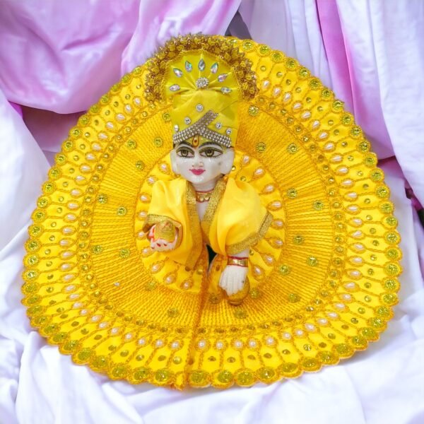 Laddu Gopal Beautiful Embroidery and Stone Work Dress with Pagdi - Image 4