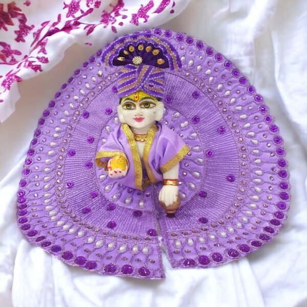 Laddu Gopal Beautiful Embroidery and Stone Work Dress with Pagdi - Image 5