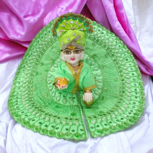 Laddu Gopal Beautiful Embroidery and Stone Work Dress with Pagdi - Image 7