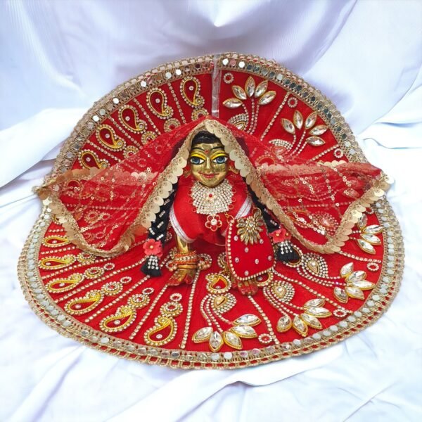 Red Heavy Designer with chunri for Bal Radha Rani