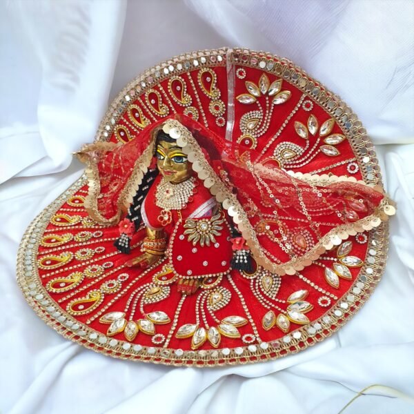 Red Heavy Designer with chunri for Bal Radha Rani - Image 2