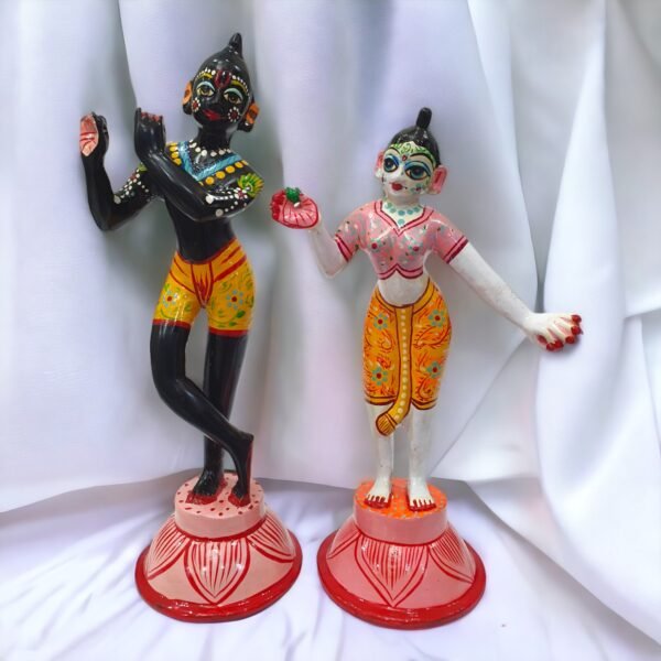 Brass Radha Krishna Idols 10 inch Black and White