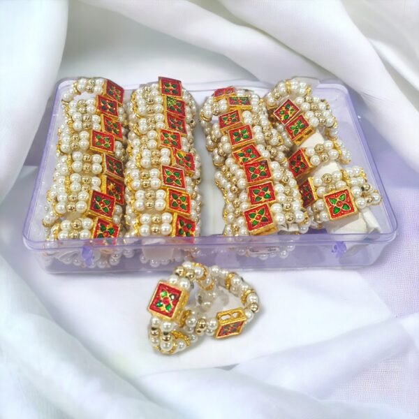 White Moti Kangan Available for God Idols-Suitable for 4,5,6,7 no