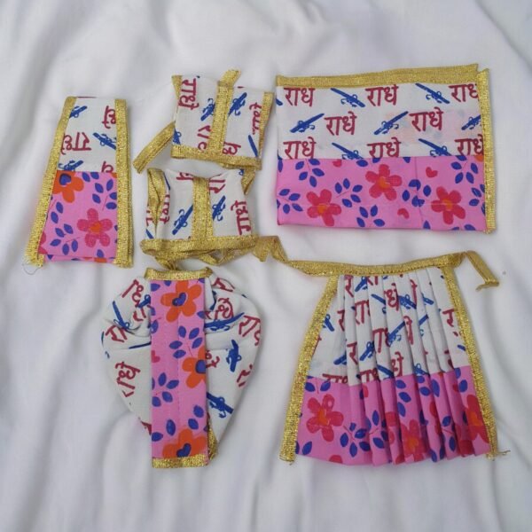 Cotton Radhe Print Poshak for Radha Krishna - Image 2