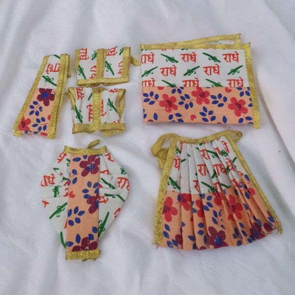Cotton Radhe Print Poshak for Radha Krishna - Image 3