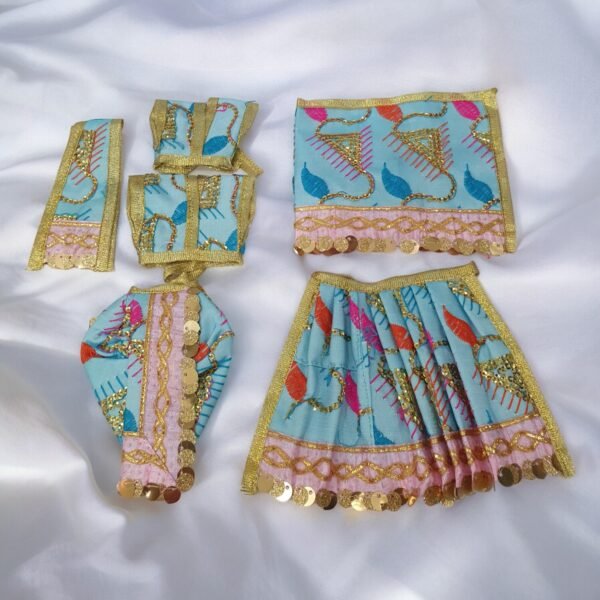 Silk Thread Work Poshak for Radha Krishna - Image 2