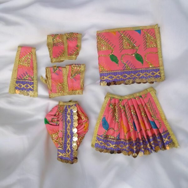 Silk Thread Work Poshak for Radha Krishna - Image 3