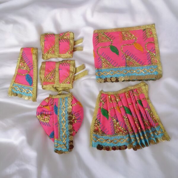 Silk Thread Work Poshak for Radha Krishna - Image 4