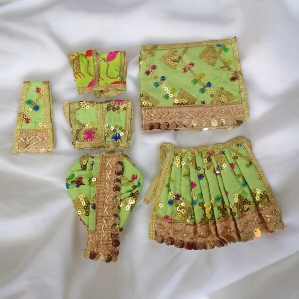 Silk Thread Work Poshak for Radha Krishna - Image 5