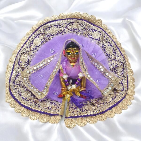 Lavender purple Heavy Designer Dress For Radha Rani With Chunri Patka Choli