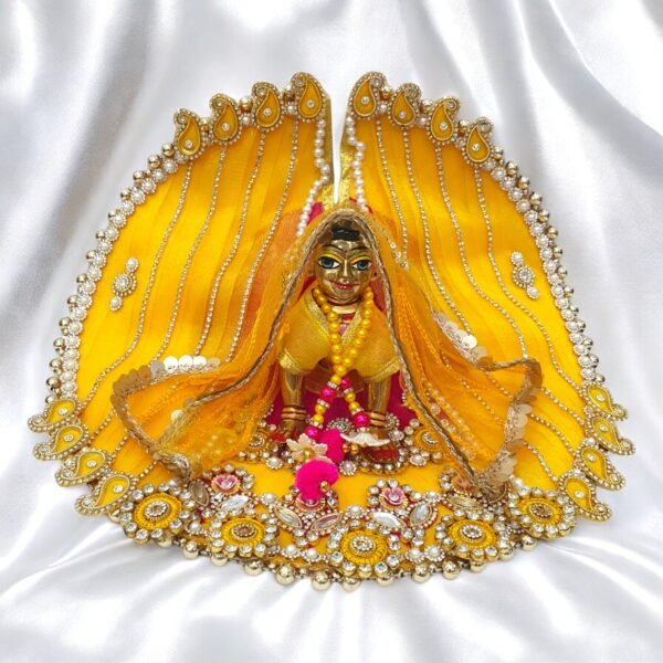 Yellow & Pink Heavy Designer Dress For Bal Radha Rani With Chunri Patka Choli
