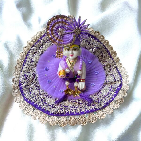 Lavender purple Heavy Designer Dress For Laddu Gopal Ji With Pagdi Patka Choli