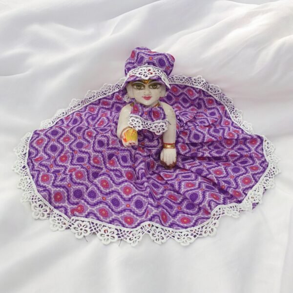 Combo of Laddu Gopal Cotton Lace dress without bukram with cap (Set of 4 Poshaks) - Image 2