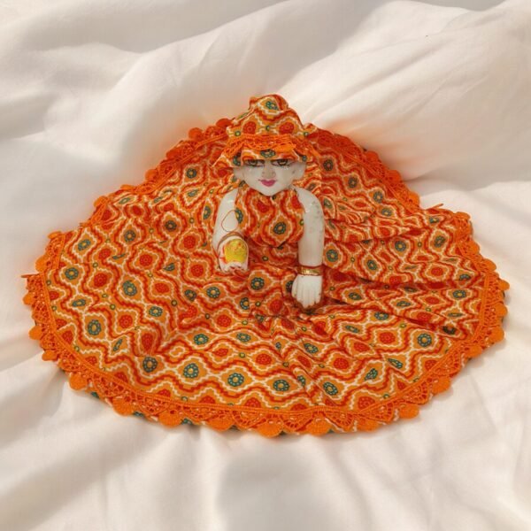 Combo of Laddu Gopal Cotton Lace dress without bukram with cap (Set of 4 Poshaks) - Image 3