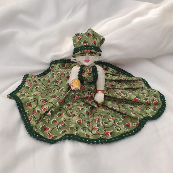 Combo of Laddu Gopal Cotton Lace dress without bukram with cap (Set of 4 Poshaks) - Image 4
