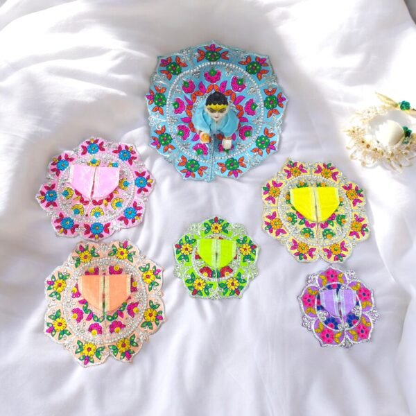 Silk self embroidery dress for Laddu Gopal ji in New colors - Image 2