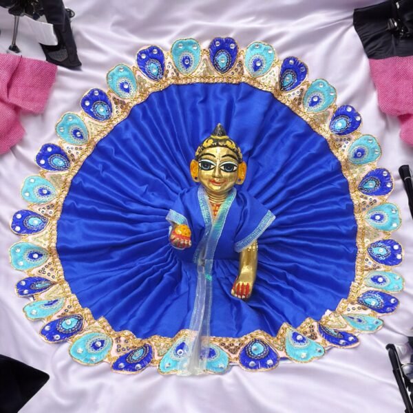 Silk poshak with cut work Lace in dark colors for God Idol - Image 7