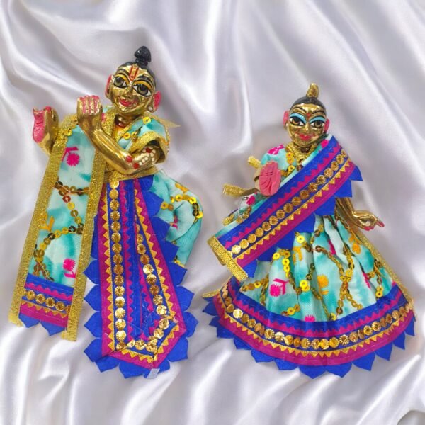 Flower Embroidery with Lace work Poshak for Radha Krishna