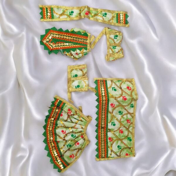 Flower Embroidery with Lace work Poshak for Radha Krishna - Image 6