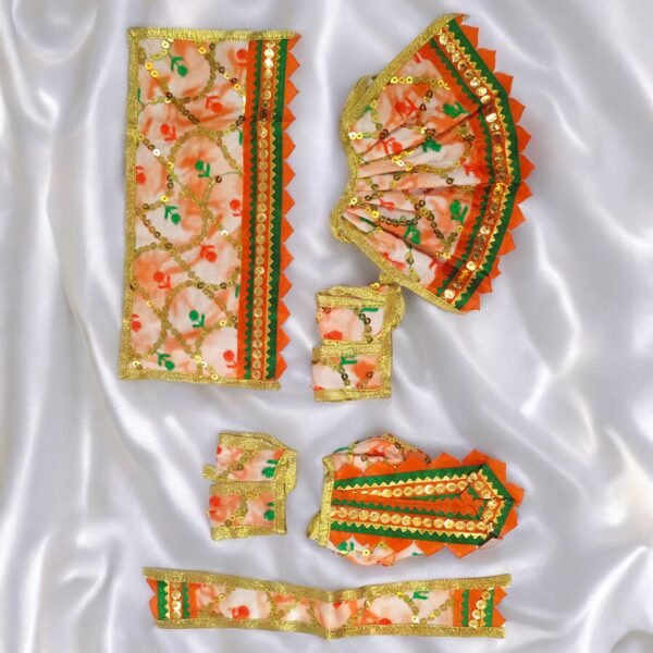 Flower Embroidery with Lace work Poshak for Radha Krishna - Image 5