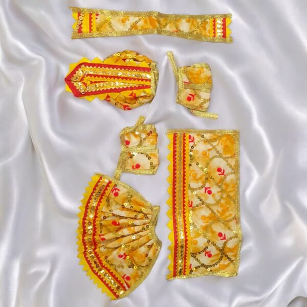 Flower Embroidery with Lace work Poshak for Radha Krishna - Image 2