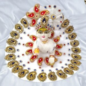 White Heavy Designer Dress For Laddu Gopal Ji With Pagdi Patka Choli
