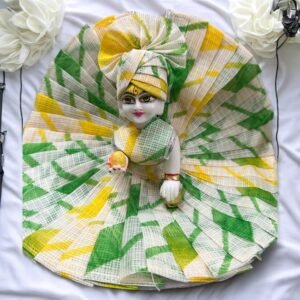 Designer dress with Pagdi White Green Yellow in 7 & 8 Size