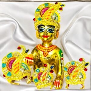 Zardozi heavy mukut with yellow orange and pink stone touch
