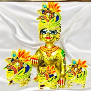 Zardozi heavy mukut with orange lotus