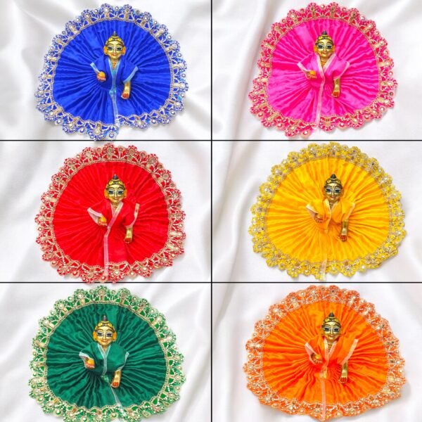 Premium Buttersilk Poshak in Heavy Lace design for God idol