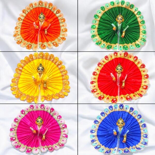 Silk poshak with cut work Lace in dark colors for God Idol