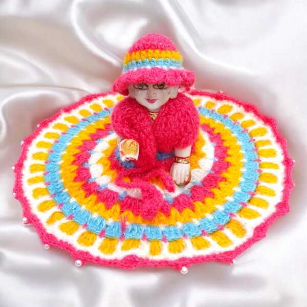 Multi colored Woolen poshak with cap for God idols