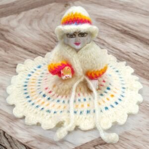 Cream Woolen poshak with cap for God idols
