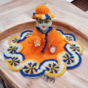 Chakri Orange Woolen poshak with cap for God idols
