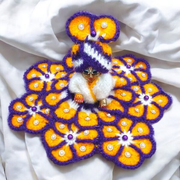 Purple Yellow Woolen poshak for God idols - Image 5