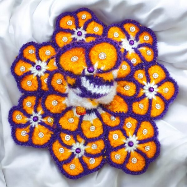 Purple Yellow Woolen poshak for God idols - Image 2