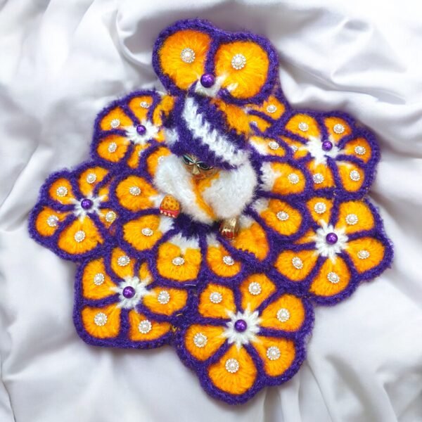 Purple Yellow Woolen poshak for God idols - Image 3