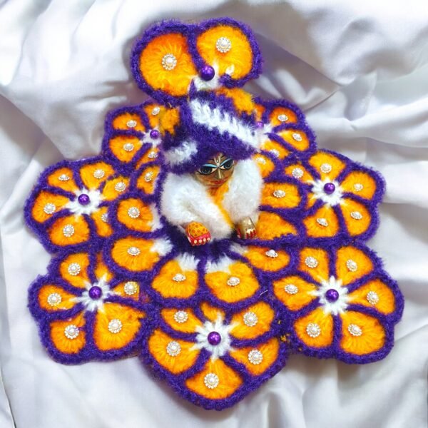 Purple Yellow Woolen poshak for God idols - Image 4