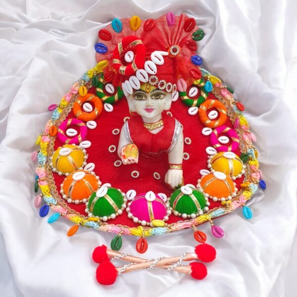Navratri Special Red Poshak with Pagdi - Kodi Multi color design - Image 4