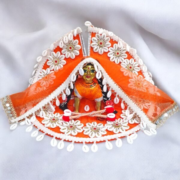 Orange Navratri Heavy Lace Designer Dress For Bal Radha Rani