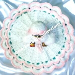 White with Pink Bordered Woolen poshak for God idols