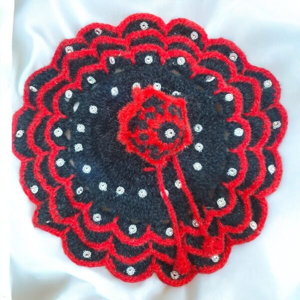 Black color design Woolen poshak with cap for God idols - Image 2