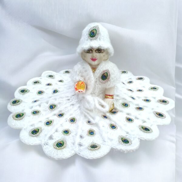 White Morr pankh design Woolen poshak for God idols