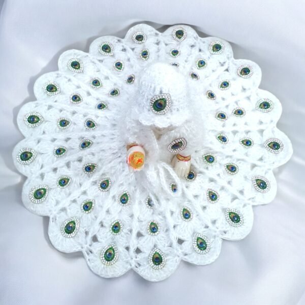White Morr pankh design Woolen poshak for God idols - Image 2