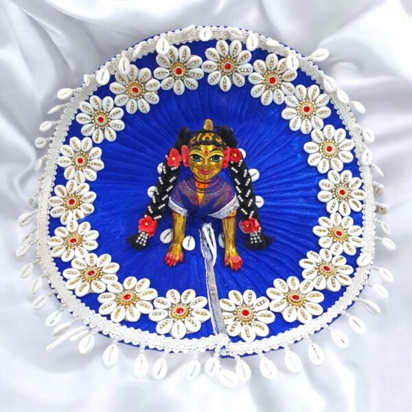 Blue Navratri Heavy Lace Designer Dress For Bal Radha Rani - Image 3